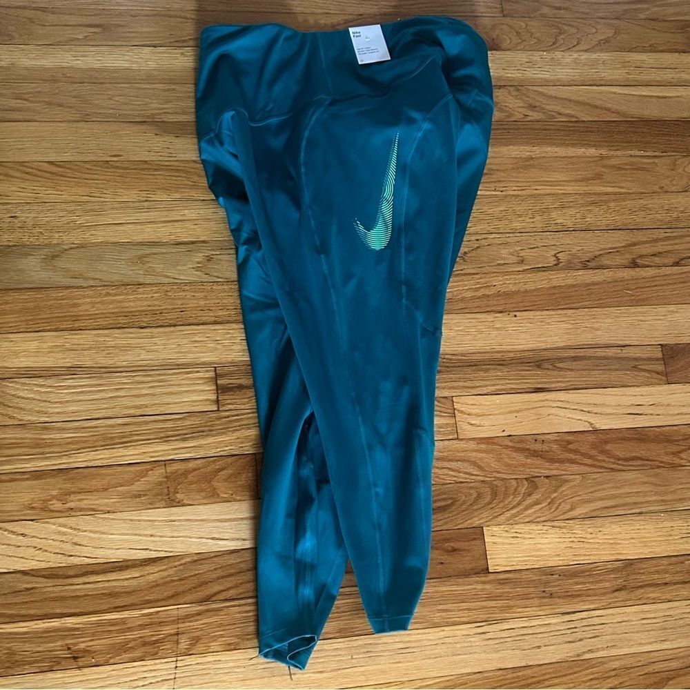 Nike Fast Dri-FIT Leggings 7/8 Mid Rise Teal Women’s Size 2X Large FB4656-381 - Picture 2 of 7